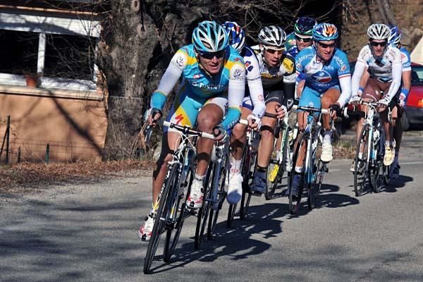 An Astana rider drives the pace.