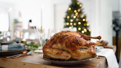 Roast turkey on a beautiful Christmas table
