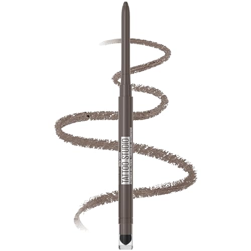 Maybelline Tattoo Studio Automatic Gel Pencil Waterproof Eyeliner, Blendable, Smudge Resistant, Matte Eyeliner for Up to 36hr Wear, Midnight Mocha (smokey Gray), Packaging May Vary