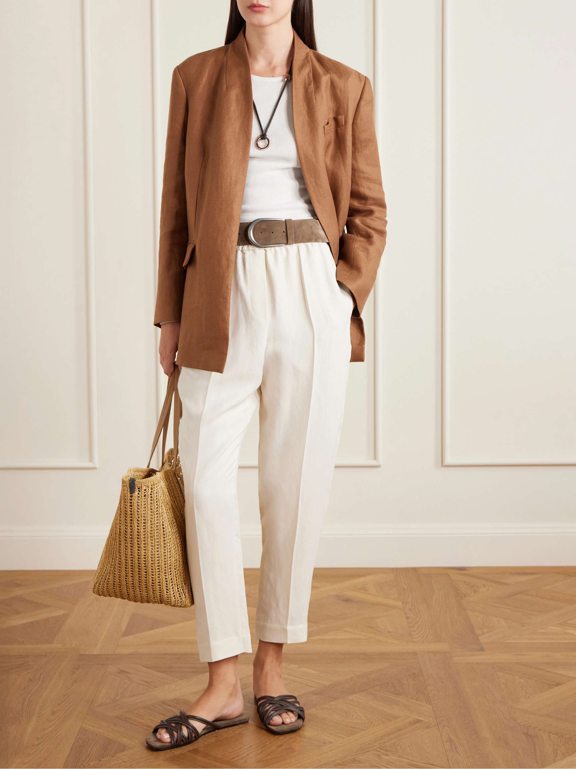 Cropped Woven Tapered Pants