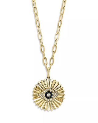 Bloomingdale's Evil Eye Pendant Necklace, Blue Sapphire & Diamonds in 14K Yellow Gold