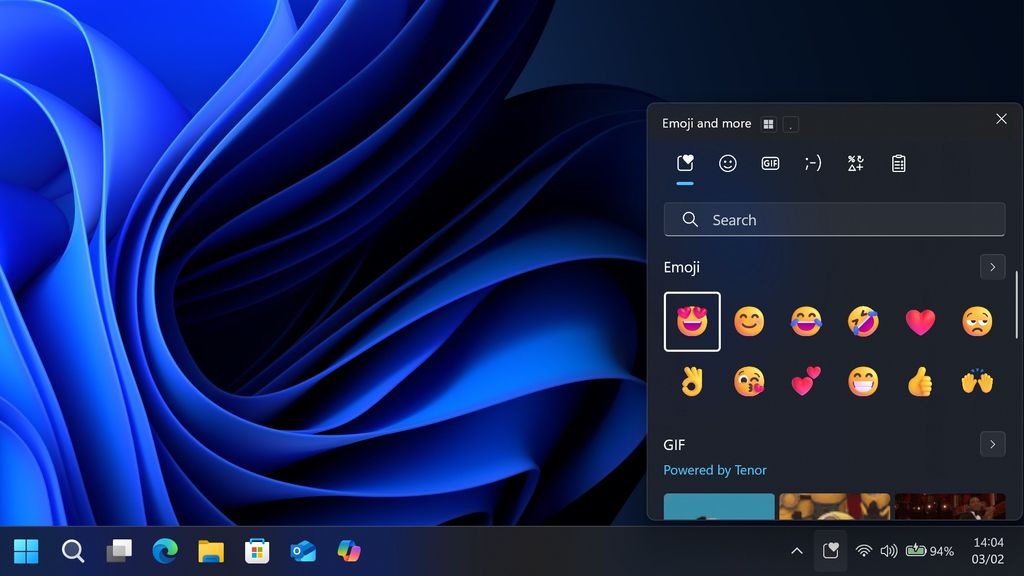 New emoji button on the Windows 11 Taskbar.