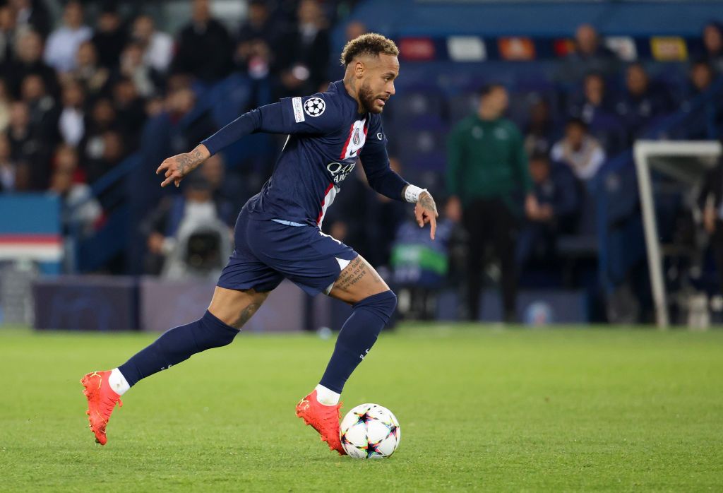 Neymar Jr of PSG during the UEFA Champions League group H match between Paris Saint-Germain (PSG) and SL Benfica at Parc des Princes stadium on October 11, 2022 in Paris, France.