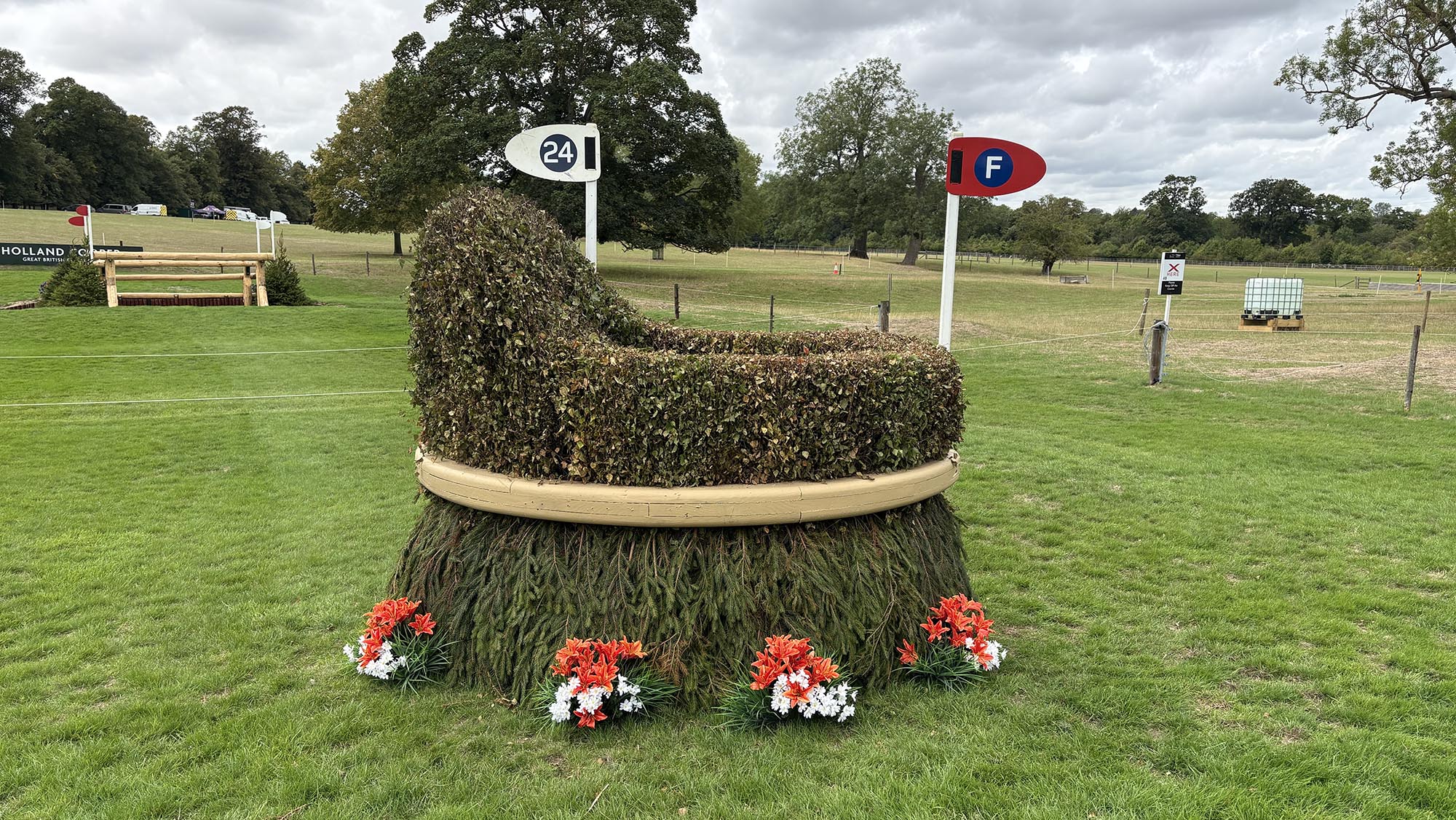 Half moon brush fence on the Burghley cross-country course 2026