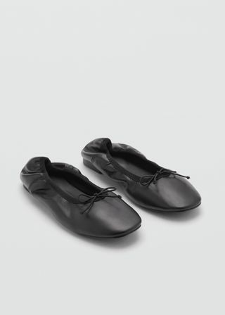 Leather Ballet Flats With Bow - Women | Mango United Kingdom