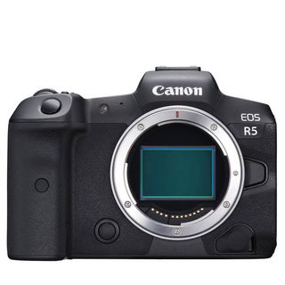Canon EOS R5 camera on a white background