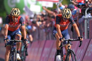 Vincenzo Nibali and teammate Franco Pellizotti finish in seventh and eighth place