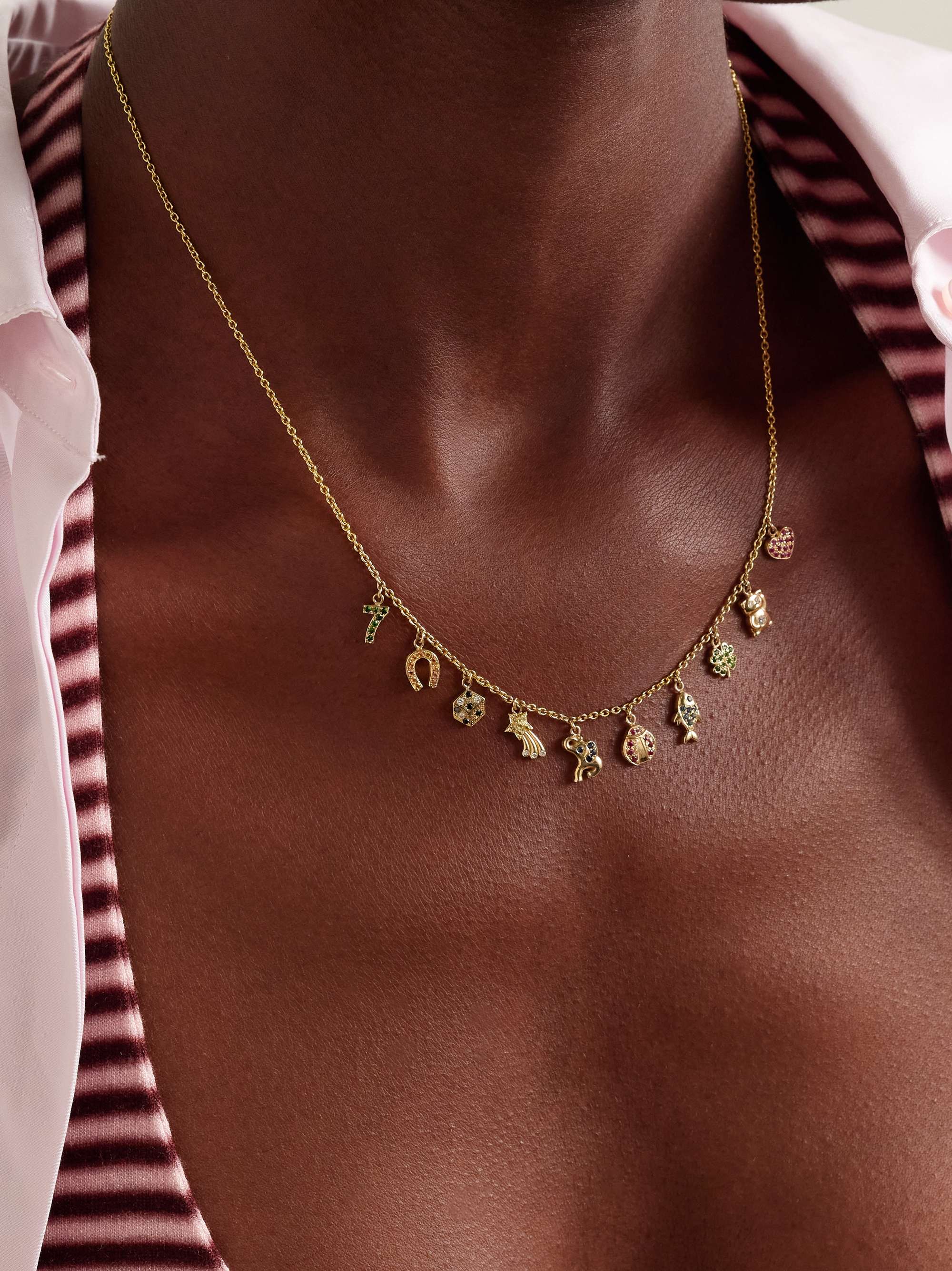 All the Luck Charm 14-Karat Gold Sapphire Necklace