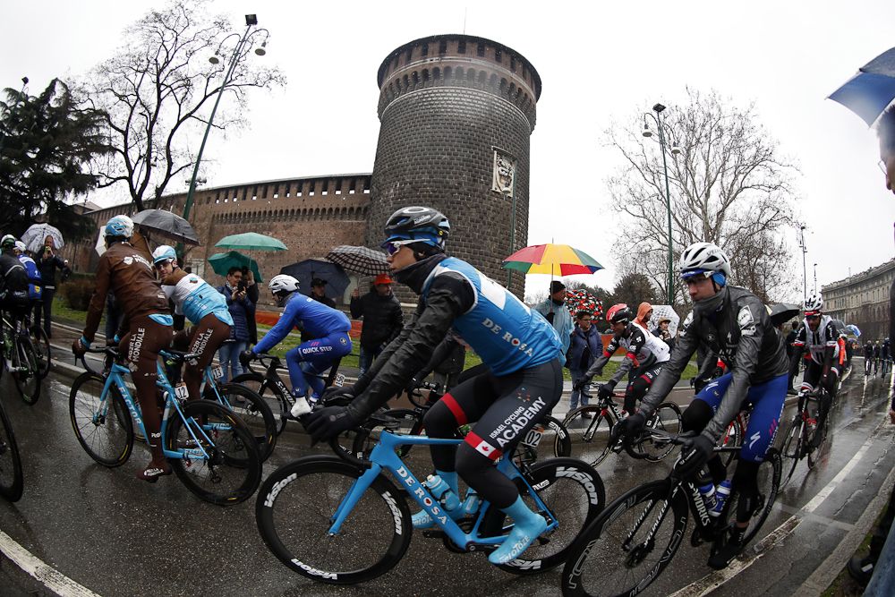 Guillaume Boivin (Israel Cycling Academy) bundled up against the cold