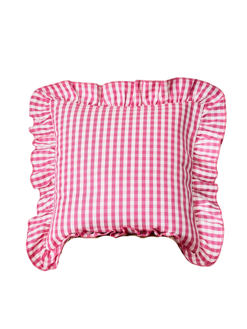 Betta Gingham Outdoor Ruffle Pillow Cover