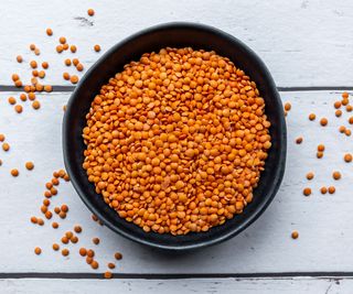 red lentil seeds in a bowl