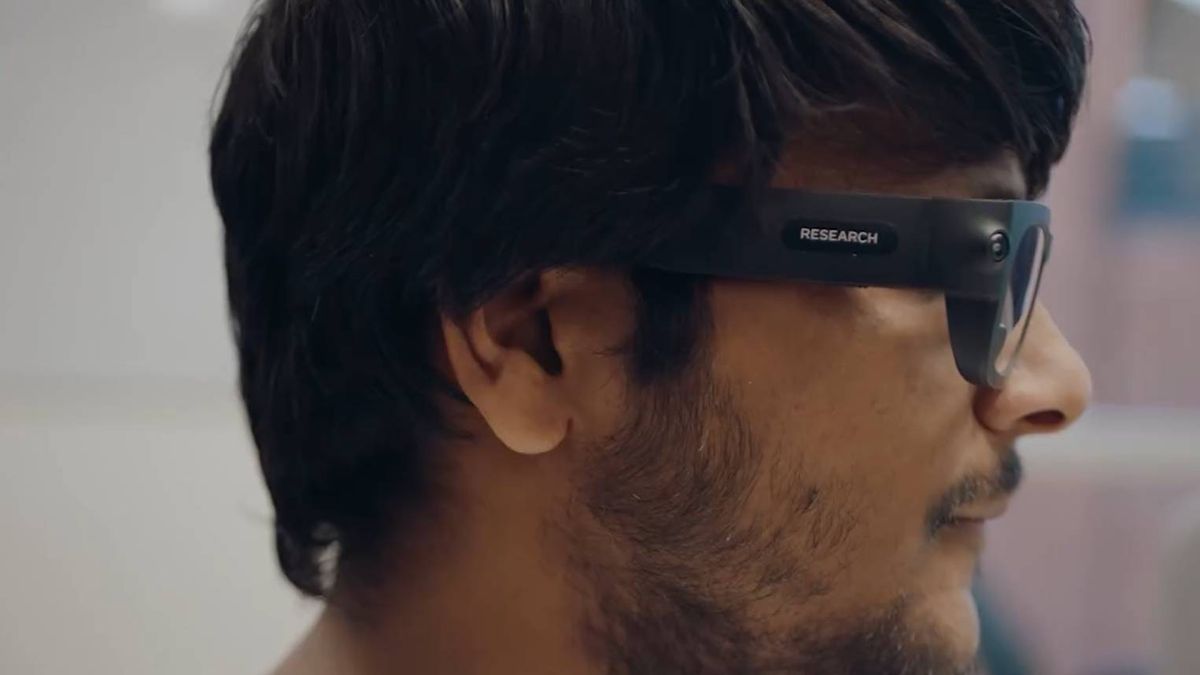 Meta Project Aria Gen 2 AR Glasses side view on person