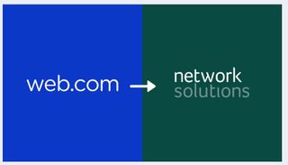 An image of the text web.com and an arrow moving towards network solutions