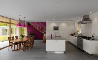 The open-plan kitchen and dining area