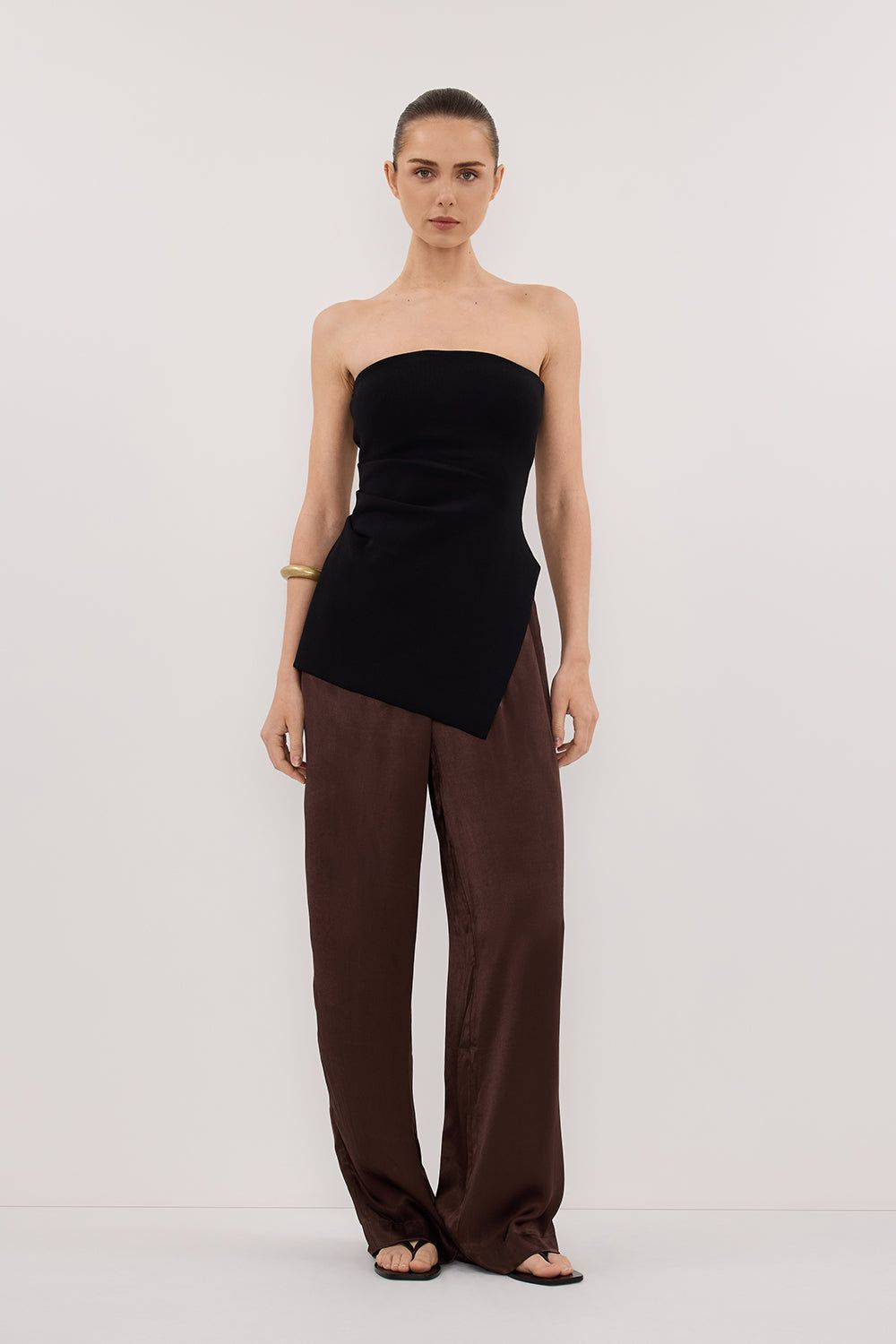 Monica Bitter Choc Satin Pant - 2 / Bitter Chocolate