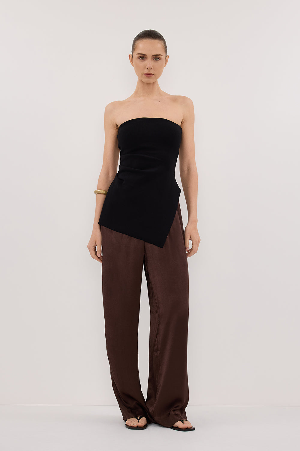Monica Bitter Choc Satin Pant - 2 / Bitter Chocolate