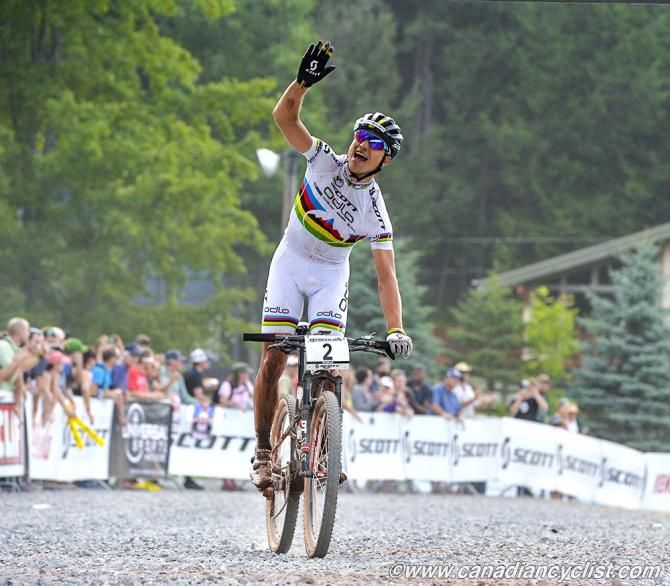 Nino Schurter (Scott-Odlo MTB Racing Team) wins the elite men's World Cup in Windham, New York