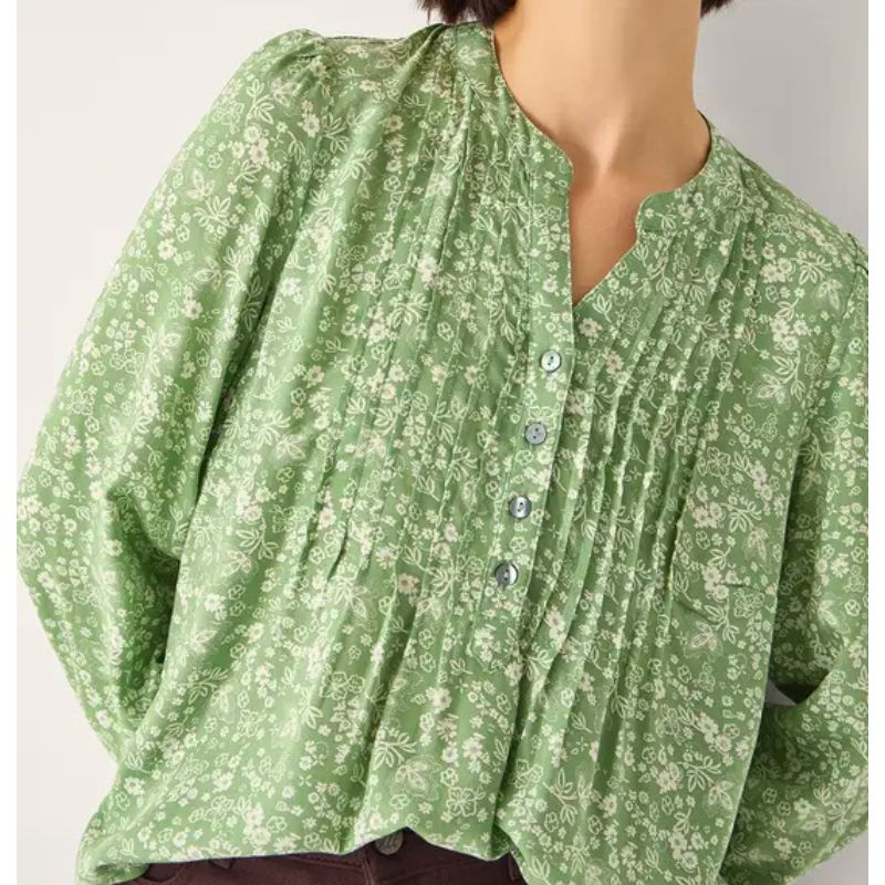 Monsoon, Tortie Floral Pintuck Blouse Green