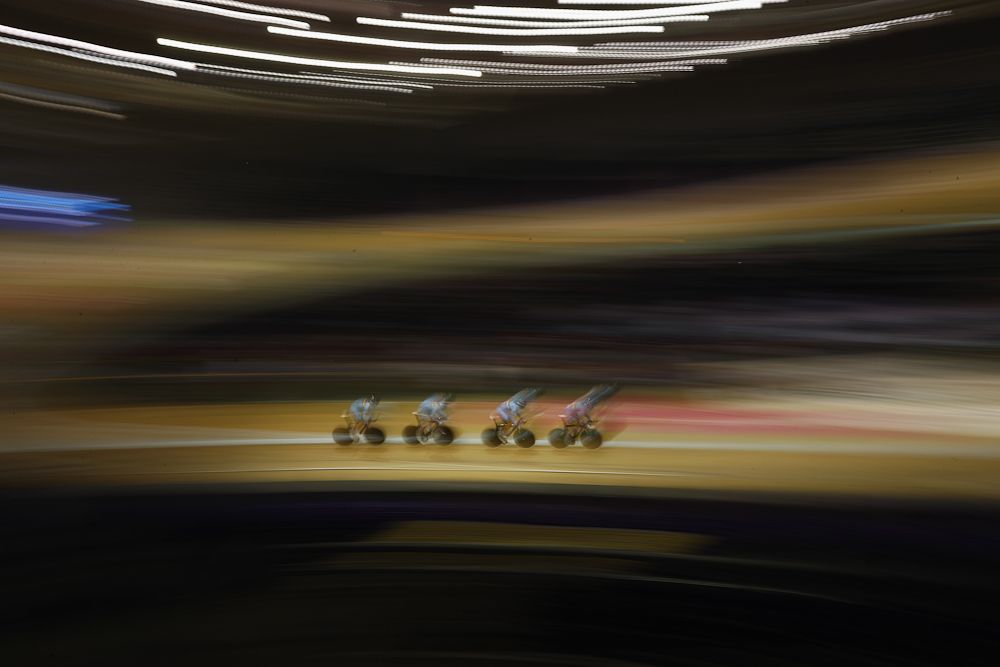 The Belgium team of Kenny de Keteke, Moreno de Pauw, Lindsay de Vylder and Robbe Ghys in action during the Men's Team Pursuit