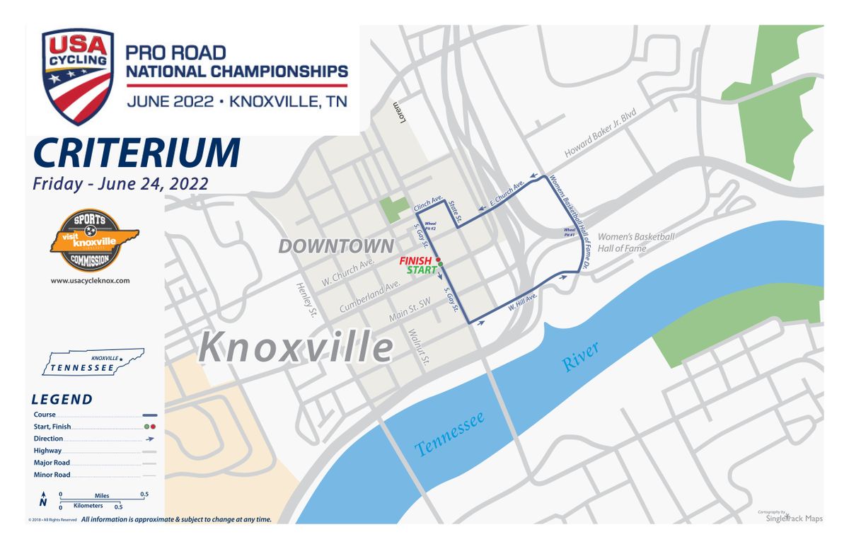 Criterium course for 2022 USA Cycling Pro Road Championships
