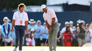 Charlie and Tiger Woods before the US Open