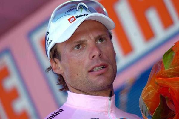 Danilo Di Luca (Liquigas) exits the podium.