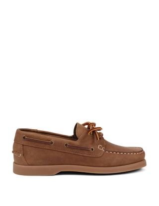 Leather Lace Up Flat Boat Shoes