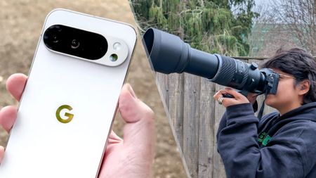 A white Google Pixel 10 Pro XL and an OM System OM-1 Mark II