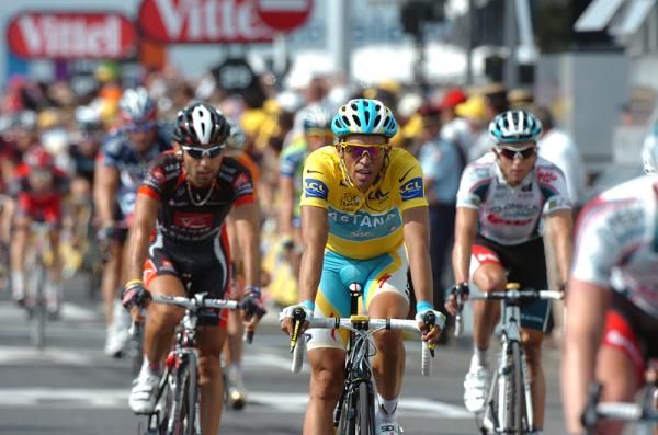 Alberto Contador came in with the main peloton.