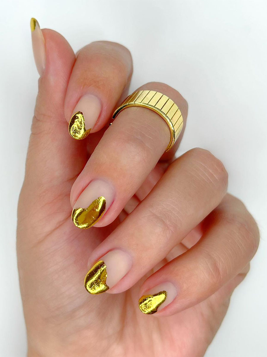 Gold Drip Nail Design by Nails of L.A.