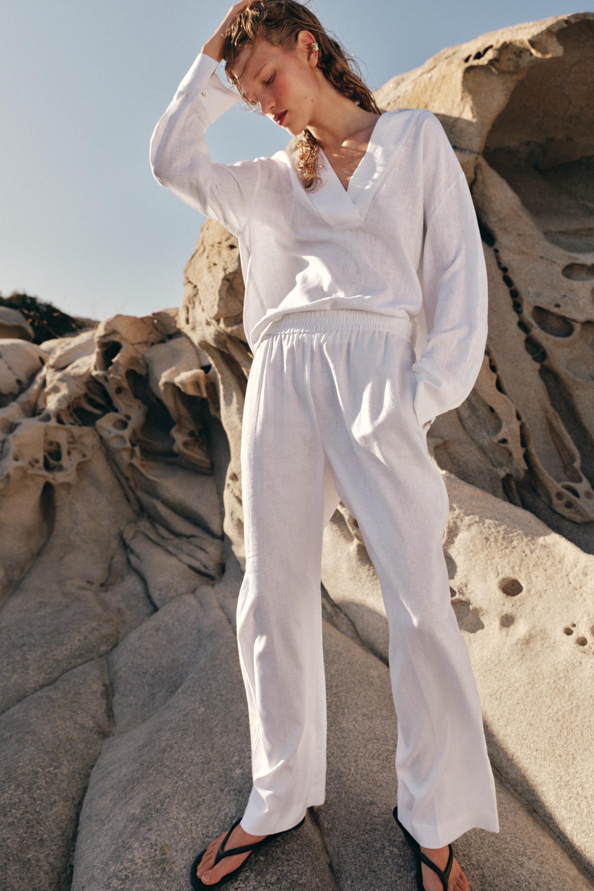 Straight Trousers With Linen