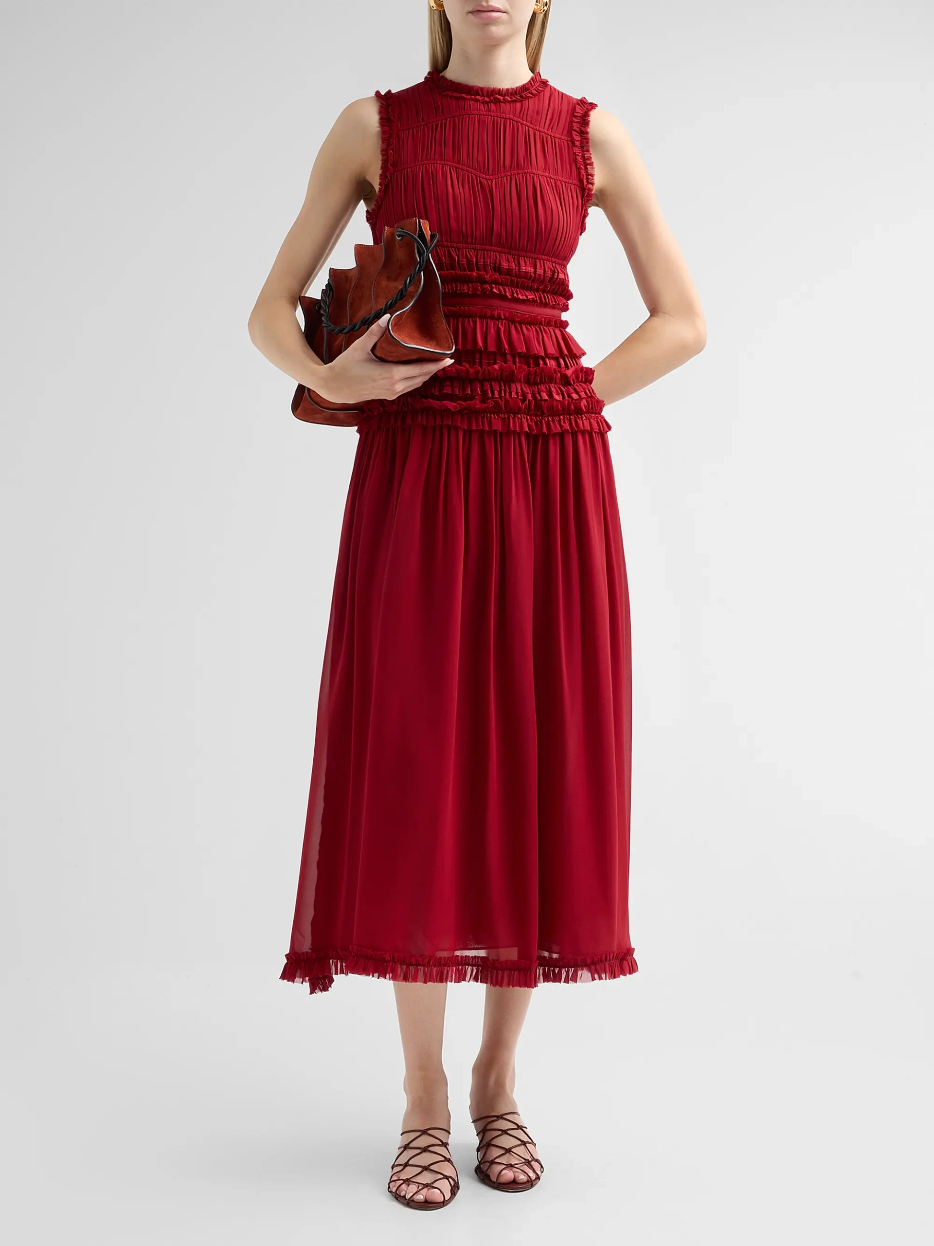 Etta Smocked Silk A-Line Maxi Dress