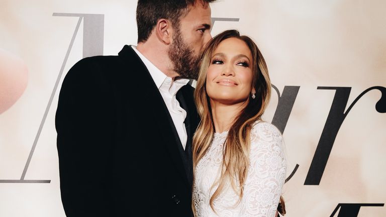 Ben Affleck and Jennifer Lopez attend the Los Angeles special screening of "Marry Me" on February 08, 2022 in Los Angeles, California