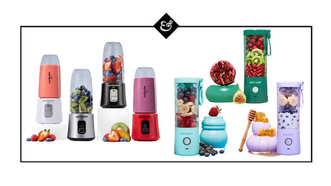 Nutribullet vs Blendjet - images of the Nutribullet Go and the Blendjet 2, posed with fruit