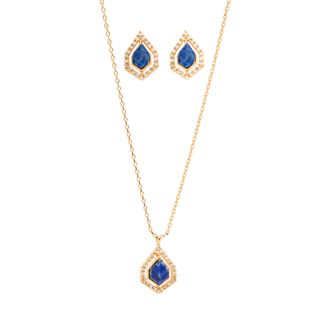 Primark 14k gold jewelry blue stone earrings and necklace