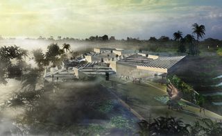 The mild Balinese climate is perfect for this, so indoor and outdoor exhibition spaces blend into one in this project
