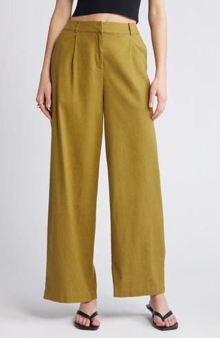 Wide Leg Linen Blend Pants