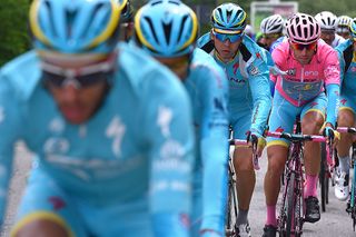 Astana leads overall winner Vincenzo Nibali through the finale stage 21 at the Giro d'Italia