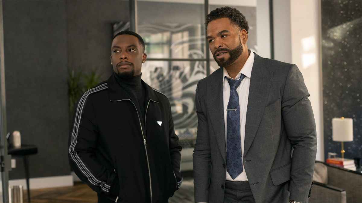 Lorenzo “Cane” Tejada Jr (Woody McClain) and Davis MacLean (Cliff &quot;Method Man&quot; Smith) in Power Book II: Ghost season 4.