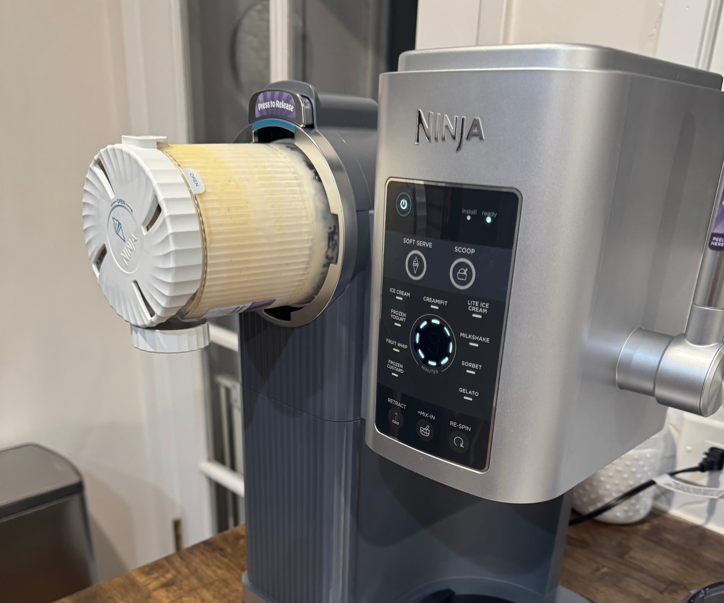 The Ninja Swirl churning my ice cream base