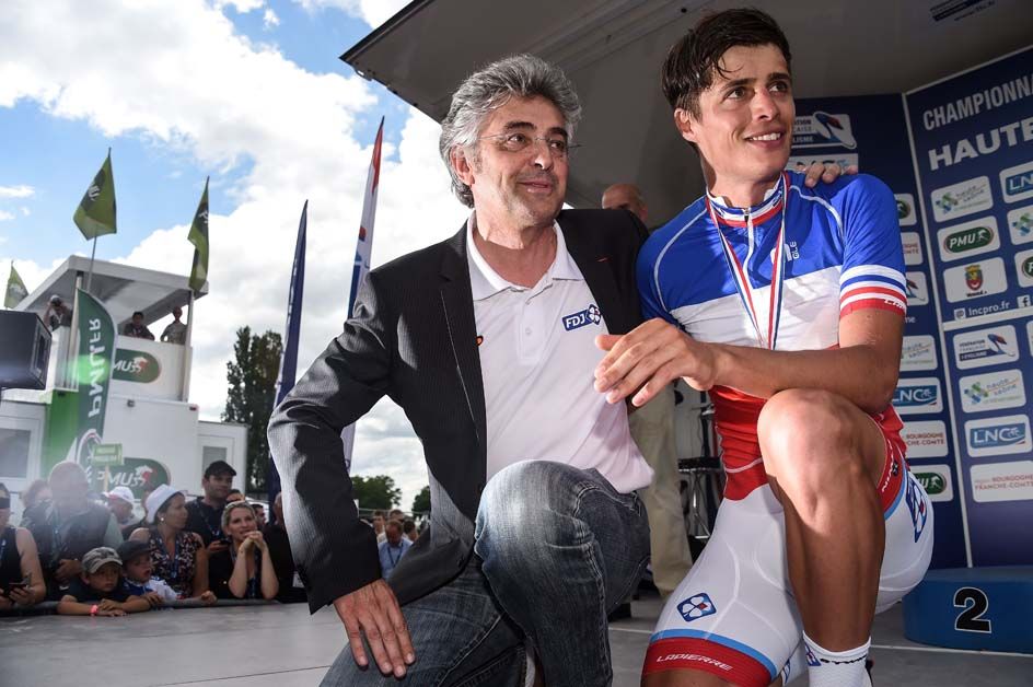 Arthur Vichot with his FDJ boss Marc Madiot