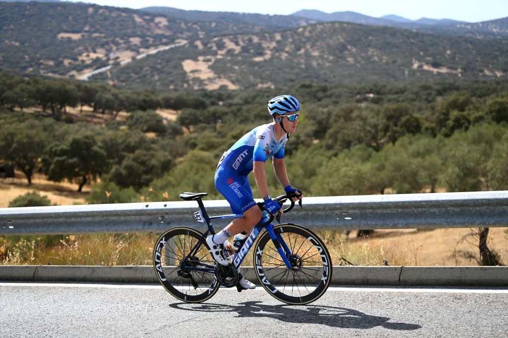 MONASTERIO DE TENTUDA SPAIN SEPTEMBER 07 Lawson Craddock of United States and Team BikeExchange Jayco competes in the breakaway during the 77th Tour of Spain 2022 Stage 17 a 1624km stage from Aracena to Monasterio de Tentuda 1095m LaVuelta22 WorldTour on September 07 2022 in Monasterio de Tentuda Spain Photo by Justin SetterfieldGetty Images