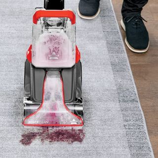 The Bissell Powerclean 2889E Series cleaning up spilled wine