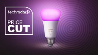 A Philips smart bulb with a radar symbol emanating from it, and a "Price Cut" next to it.
