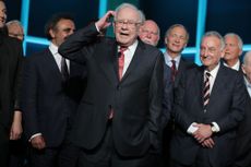 Warren Buffett speaking on stage during the Forbes Media Centennial Celebration at Pier 60 on September 19, 2017 in New York City