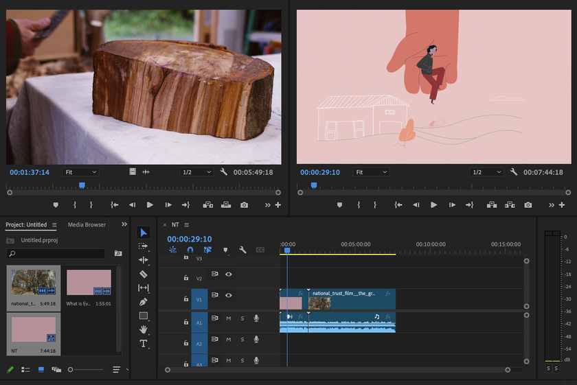 A screenshot from Adobe Premiere Pro in use