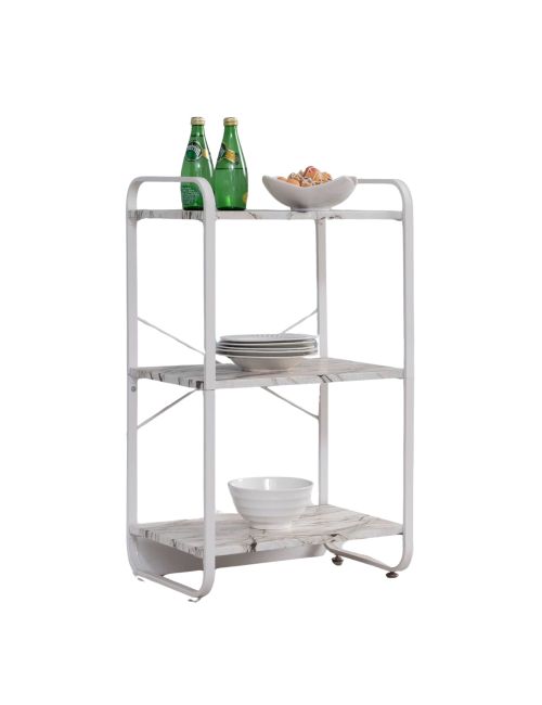 Liese White Metal & Wood Freestanding Kitchen Rack