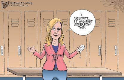 Political cartoon US Samantha Bee Ivanka Trump apology locker room