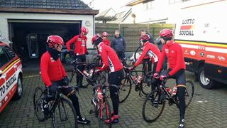 The Lotto Soudal riders get ready for their recon