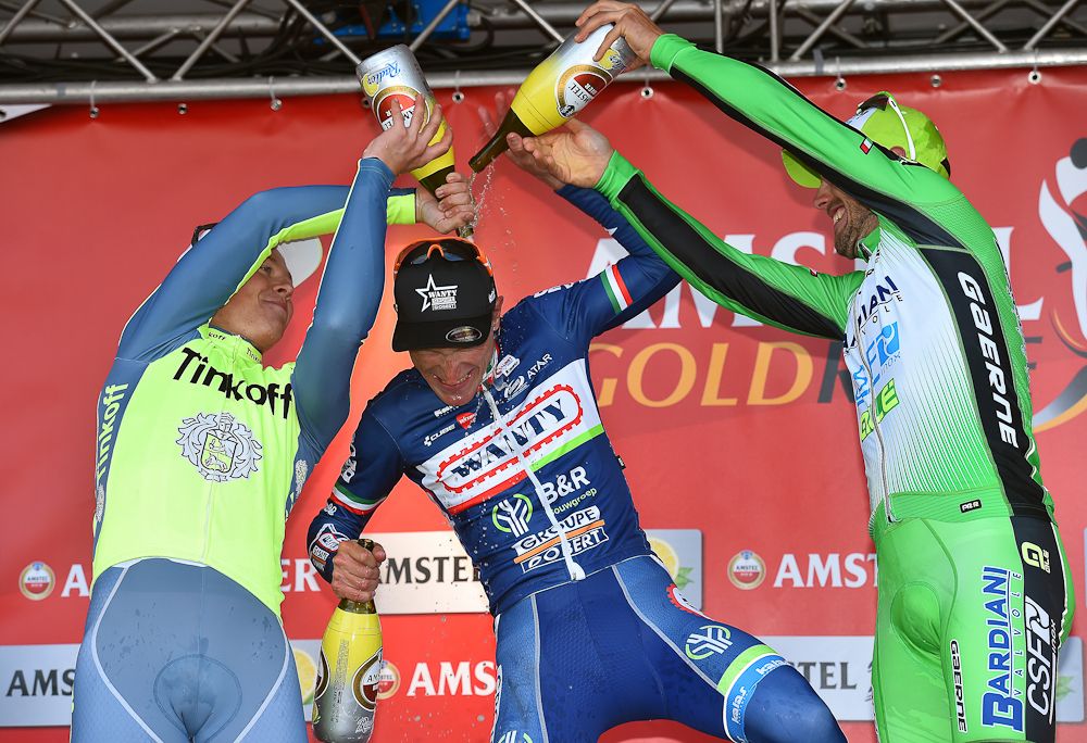 Enrico Gasparotto celebrates his 2016 Amstel win